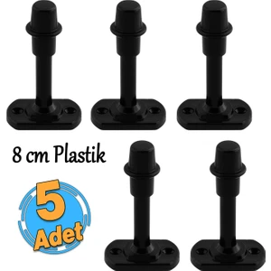 5 Adet Mobilya Kapı Arkası Kolu Stoperi Tamponu Plastik Siyah 8cm Stopu Durdurucusu