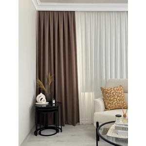 Vizon Keten Fon Perde Sık Pile