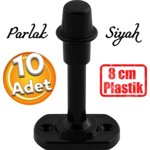 10 Adet Mobilya Kapı Arkası Kolu Stoperi Tamponu Plastik Siyah 8cm Stopu Durdurucusu Tutucu Tutacağı