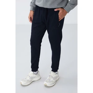 Tommy Life Lacivert Fermuar Cepli Standart Kalıp Jogger Erkek Eşofman Alt - 84651