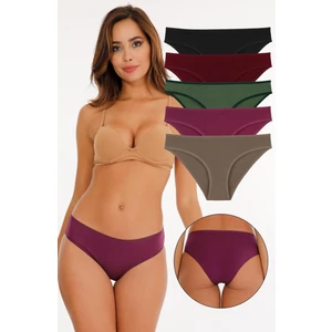 Kadın Düz Renkler Pamuklu 5'li Slip Külot - Set KTS3039