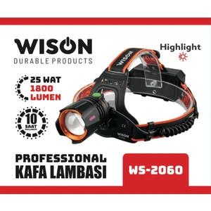 WS-2060 Profesyonel Şarjlı Kafa Lambası 25 Watt 1800 Lümen