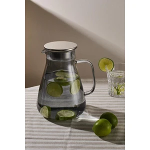 Senin Dükkanın Borosilikat Cam Metal Kapaklı Lüks Sürahi 1900 ml Füme