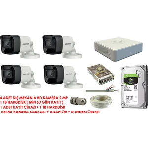 Hikvision Hıkvısıon 4lü Kamera Set 1 TB HDD