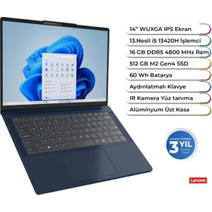 Ideapad Slim 3 14IRH10 Intel I5 13420H Ddr5 16 GB 512 GB Freedos 14 Inç Wuxga Aydınlatmalı Klavye