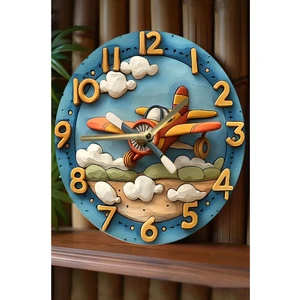 Sessiz Yuvarlak Ahşap Duvar Saati, Kuvars Hareketli 3D Görünümlü 2d Saat Sdw Çocuk Odası SDW157