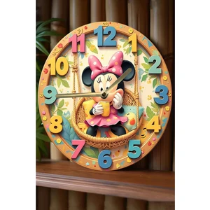 Sessiz Yuvarlak Ahşap Duvar Saati, Kuvars Hareketli 3D Görünümlü 2d Saat SDW114