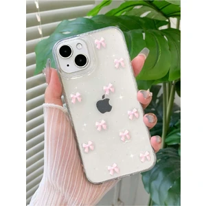 Apple iPhone 13-14 Uyumlu Kılıf Pembe Fiyonk Darbeye Karşı Dayanıklı Yumuşak Silikon Kapak