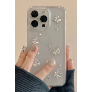 Apple iPhone 16 Pro Max Uyumlu Kılıf Çiçek Kelebek Darbeye Karşı Dayanıklı Yumuşak Silikon Kapak