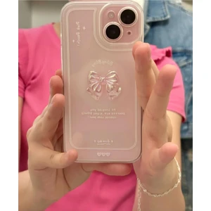 Apple Iphone 15 Plus /14 Plus Uyumlu Kılıf '3 Boyutlu Kurdele' Kamera Korumalı Yumuşak Kapak Şeffaf