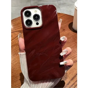 Iphone 15 Pro Uyumlu Kılıf Lüks Parlak Elektroliz Darbelere Karşı Dayanıklı Yumuşak Kapak Bordo