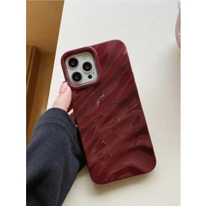 Iphone 16 Pro Uyumlu Kılıf Lüks Parlak Elektroliz Darbelere Karşı Dayanıklı Yumuşak Kapak Bordo