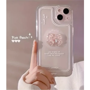 Apple iPhone 13-14 Uyumlu Kılıf '3 Boyutlu Kurdele' Kamera Korumalı Yumuşak Kapak Şeffaf