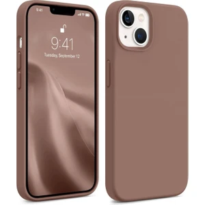 Apple Iphone 13-14 Lansman Kılıf Içi Kadifeli Kamera Yükseltili Silikon Kapak Kahve