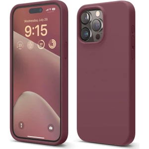Apple iPhone 15 Pro Kılıf Kadife Lansman Soft Yumuşak Liquid Silikon Kamera Korumalı Kapak Bordo