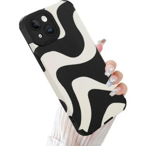 Iphone 13-14 Uyumlu Kılıf Sevimli Zebra Çizgili Kamera Korumalı Zarif Yumuşak Silikon Kapak