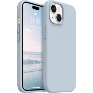 iPhone 15 Kılıf Kadife Lansman Soft Yumuşak Liquid Silikon Kamera Korumalı Kapak Bebe Mavi