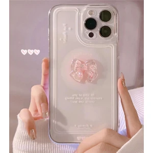 Apple iPhone 12 Pro Max Uyumlu Kılıf '3 Boyutlu Kurdele' Kamera Korumalı Yumuşak Kapak Şeffaf