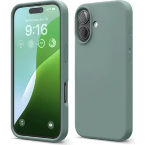 Apple iPhone 16 Kılıf Kadife Lansman Soft Yumuşak Liquid Silikon Kamera Korumalı Kapak Yeşil