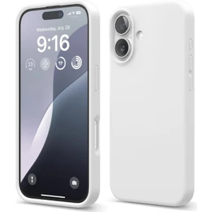 Apple iPhone 16 Kılıf Kadife Lansman Soft Yumuşak Liquid Silikon Kamera Korumalı Kapak Beyaz