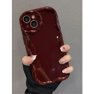 13-14 Uyumlu Kılıf Dalgalı Kenarlı Şık Darbelere Karşı Dayanıklı Yumuşak Silikon Kapak Bordo