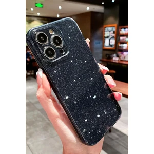 Apple iPhone 15 Pro Kılıf Simli Ince Darbe Dayanıklı Silikon Parlak Yumuşak Kapak Siyah