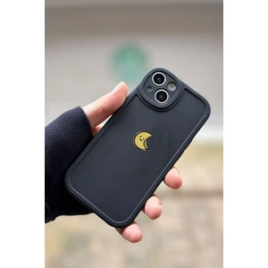 Iphone 15 Uyumlu Kılıf Ay Desenli Darbelere Dayanıklı Kamera Korumalı Silikon Kapak Siyah