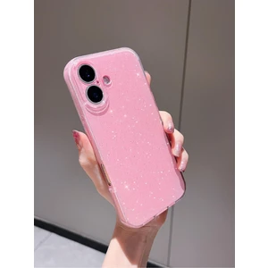 Apple iPhone 16 Kılıf Simli Ince Darbe Dayanıklı Silikon Parlak Yumuşak Kapak Pembe