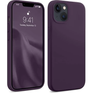 Apple Iphone 13-14 Lansman Kılıf Içi Kadifeli Kamera Yükseltili Silikon Kapak Derin Mor