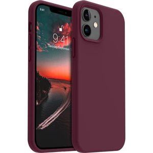 Apple iPhone 12/12PRO Kılıf Kadife Lansman Soft Yumuşak Liquid Silikon Kamera Korumalı Kapak Bordo