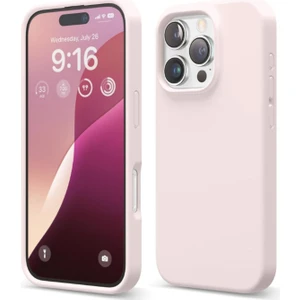Apple iPhone 16 Pro Kılıf Kadife Lansman Soft Yumuşak Liquid Silikon Kamera Korumalı Kapak Kum Pembe