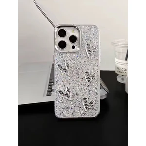 Apple iPhone 16 Pro Uyumlu Kılıf Taşlı Kalp Figürlü Darbeye Karşı Dayanıklı Sert Silikon Kapak