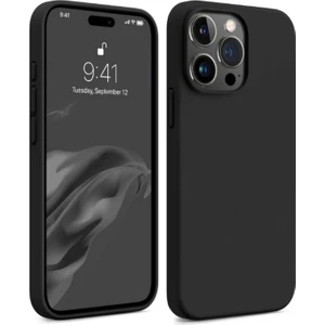 Iphone 15 Pro Kılıf Kadife Lansman Soft Yumuşak Liquid Silikon Kamera Korumalı Kapak Siyah