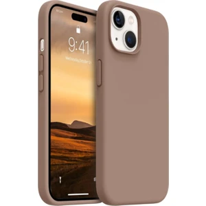 Apple Iphone 15 Plus /14 Plus Kılıf Kadife Lansman Yumuşak Silikon Kamera Korumalı Kapak Kahve