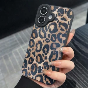 Iphone 16 Plus Uyumlu Kılıf Mat Sarı Leopar Desenli Yumuşak Kamera Korumalı Kapak