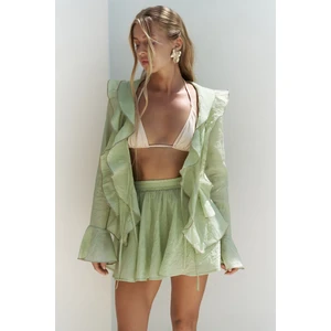 Aliza Yeşil Gömlek Şort Takım