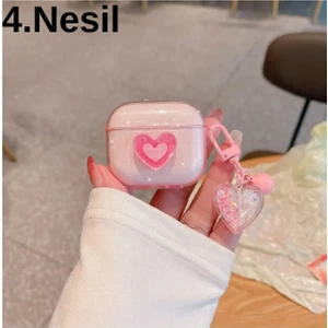 KVK Privacy KVK 4. Nesil Kulaklık Kılıfı Simli Pembe Kalp Tasarımıyla Bluetooth Kulakiçi Kullanım