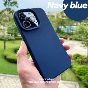 Iphone 14 Pro Max Kılıf Kadife Lansman Soft Yumuşak Silikon Kamera Korumalı Kapak Lacivert