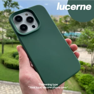 Iphone 14 Pro Max Kılıf Kadife Lansman Soft Yumuşak Liquid Silikon Kamera Korumalı Kapak Yeşil