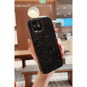 Iphone 11 Uyumlu Kılıf Simli Ince Darbeye Dayanıklı Silikon Parlak Kılıf Yumuşak Kapak Siyah