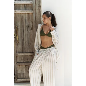 Priskiana Bağcıklı Haki Pantolon Gömlek Takım