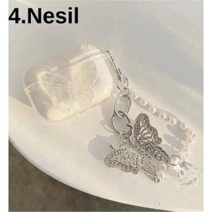 4. Nesil Uyumlu 2024 Kulaklık Kılıfı Kelebek Kopçalı Simli