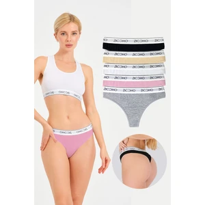 5'li Pamuklu Logo Baskılı Lastik Detaylı Tanga/string Külot