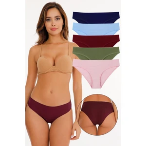Kadın Düz Renkler Pamuklu 5'li Slip Külot - Set KTS3039