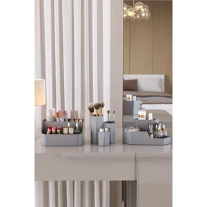 Makyaj Organizer Düzenleyici Fırçalık 3lü Set Gri
