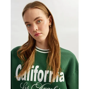 Uzun Kollu Bisiklet Yaka Kolej Baskılı Sweatshirt