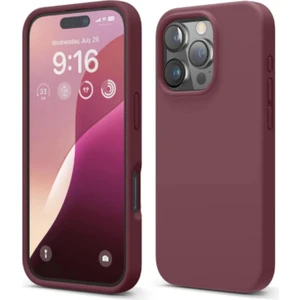 Apple iPhone 16 Pro Kılıf Kadife Lansman Soft Yumuşak Silikon Kamera Korumalı Kapak Bordo