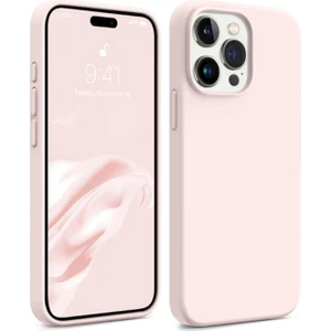 Iphone 15 Pro Max Kılıf Kadife Lansman Soft Yumuşak Liquid Silikon Kamera Korumalı Kapak Pembe