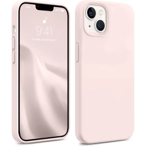 Iphone 13/14 Uyumlu Içi Kadife Lansman Silikon Kılıf Kapak Kum Pembe