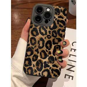 Iphone 16 Pro Uyumlu Kılıf Mat Sarı Leopar Desenli Yumuşak Kamera Korumalı Kapak